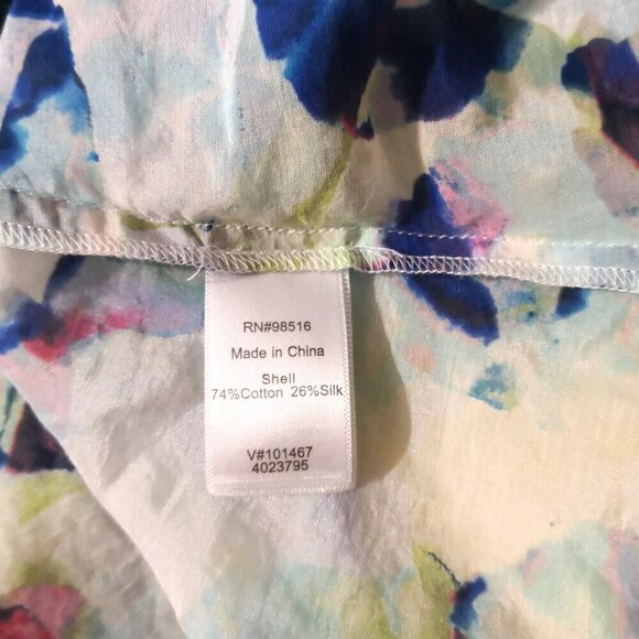 Coldwater Creek Silk Cotton Blend Abstract Floral Shirt Size M (10-12) - Picture 4 of 4